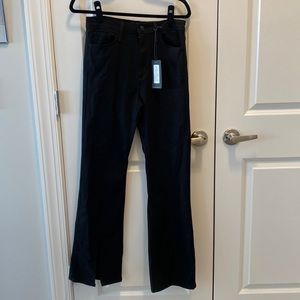 Split seam black denim flares
